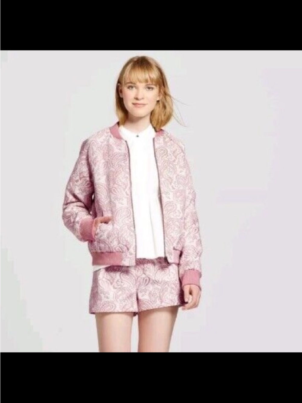 Victoria Beckham for Target Pink Paisley Quilted Bomber Jacket